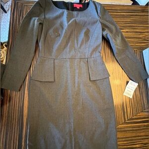 NWT LAVIA smart career dress office grey pinstripe dress/peplum size 8